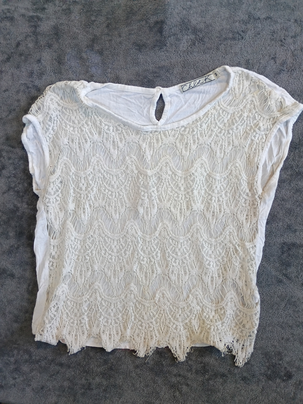 Vintage Cream Lace Front Women's Top